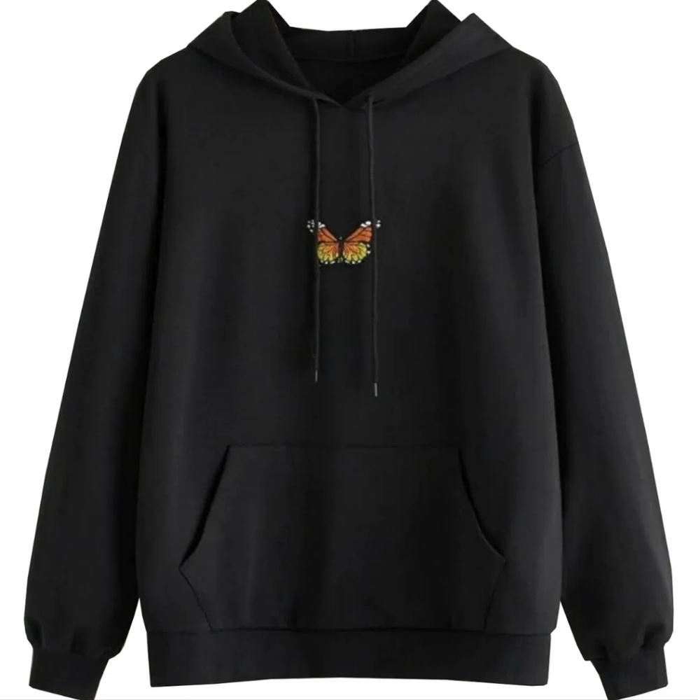 Womens 🦋 butterfly embroidered patch hoodie XXL XL